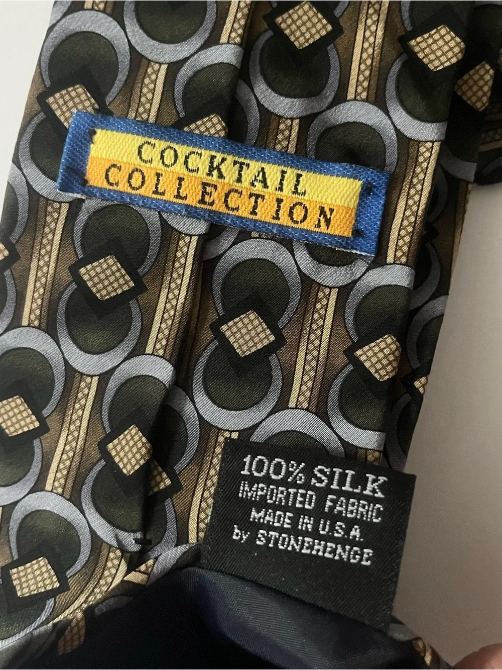 Stonehenge Cocktail Collection Vodka Under Microscope Silk Tie Geometric Vintage